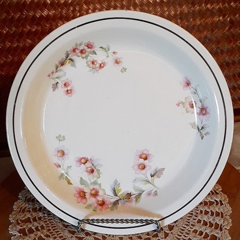 👉*VINTAGE & RARE* 1940s "VIRGINIA ROSE" 9.75" PIE PLATE ~HOMER LAUGHLIN #JJ59